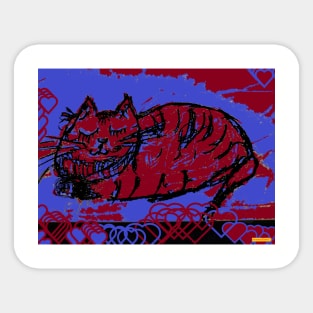 Lovecat Red and Blue. Sticker